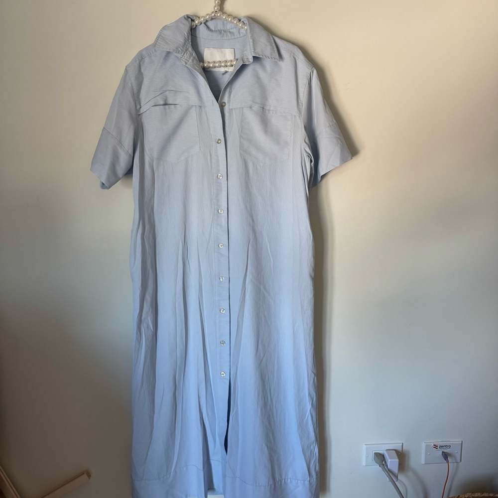 remain birger christiansen blue striped shirt dress